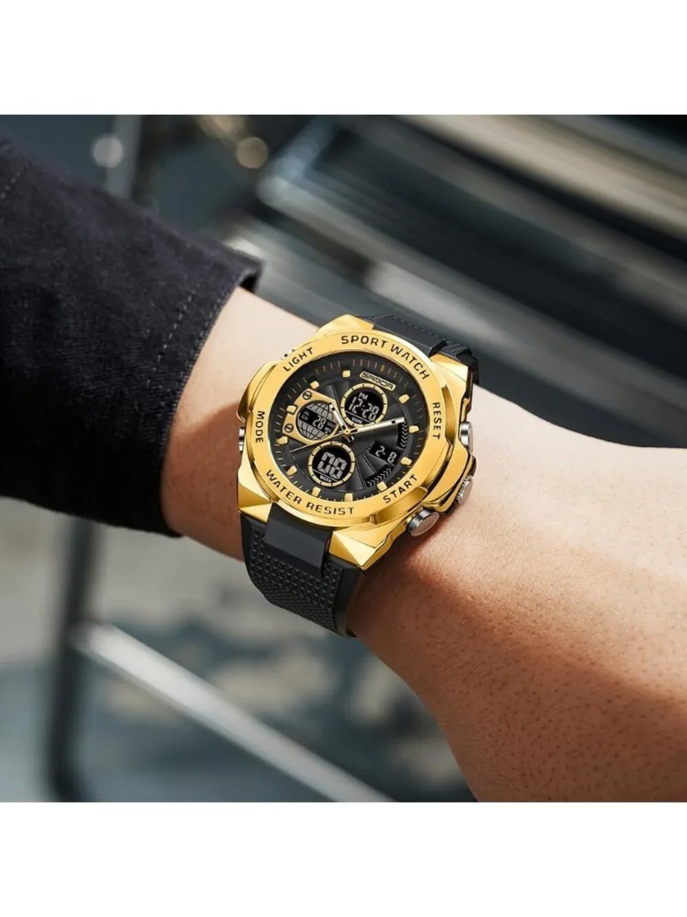 Men's Gold Analog Quartz Electronic Military Multifunction LED Digital Watch